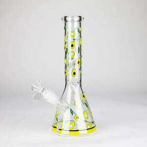 10" Glass Bong With Fruit Design - Avocado